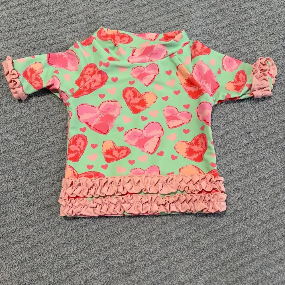 Ruffle Butts-Baby Girl-Little Love-Heart Print/Bikni/Swimsuite-3-6m-Nylon